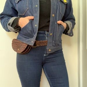 Hand woven brown leather fanny pack